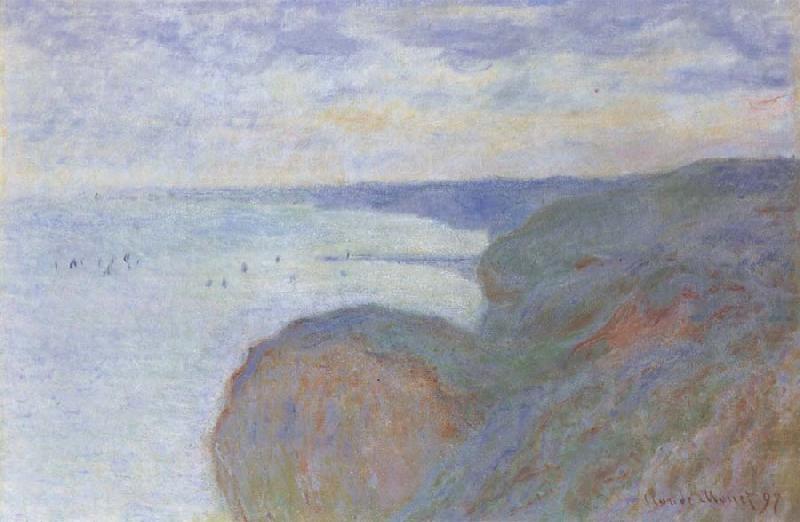 On the Cliff near Dieppe,Overcast Skies, Claude Monet